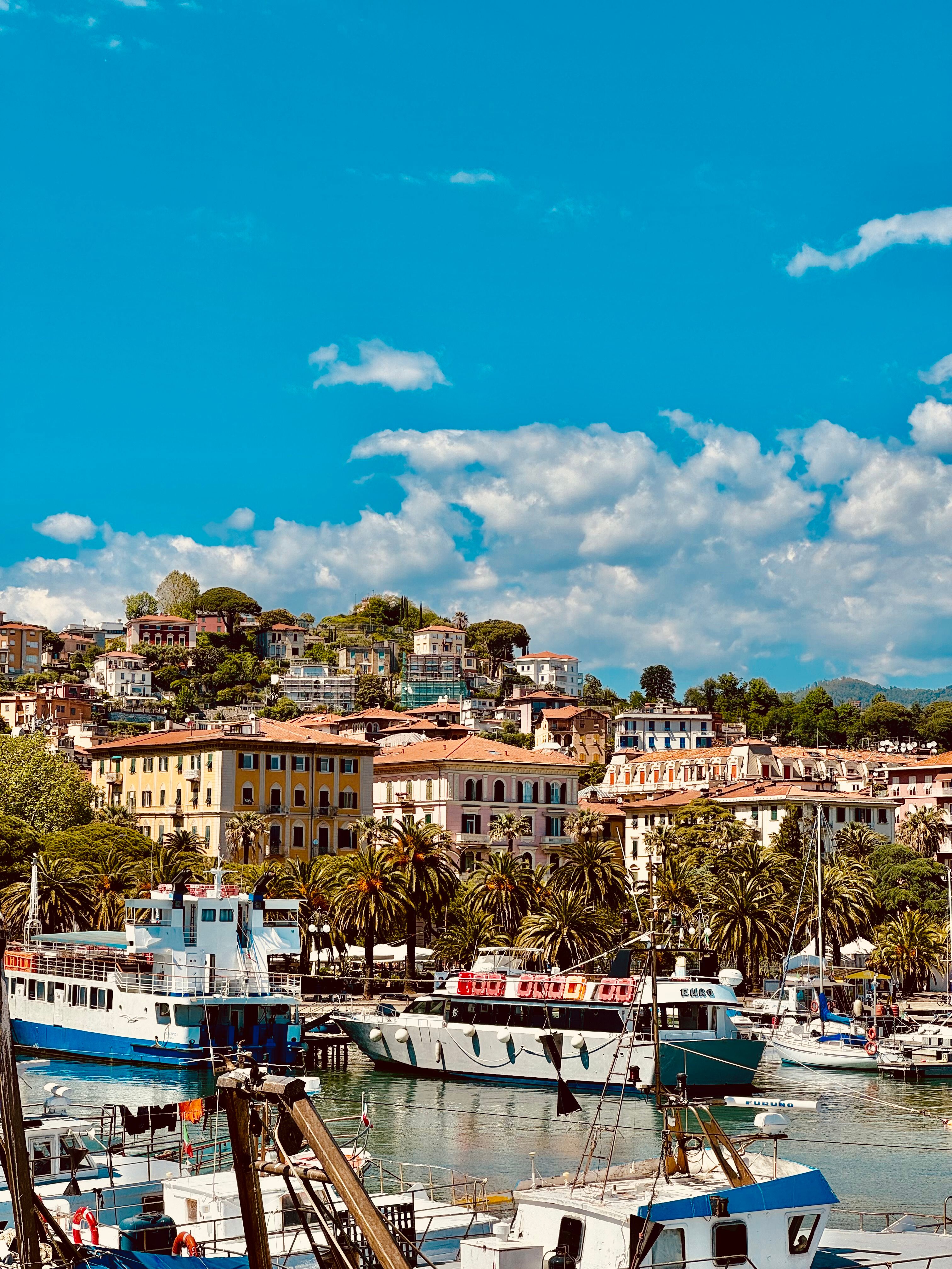 Colorful Italian Seaside Town with Boats · Free Stock Photo