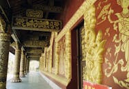 Intricately Decorated Temple Corridor in Asia
