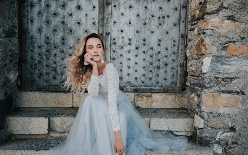 espalda descubierta manga larga vestido novia