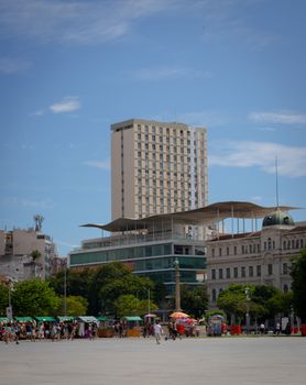 Modern architectural buildings in vibrant Rio de Janeiro, capturing the essence of urban life.