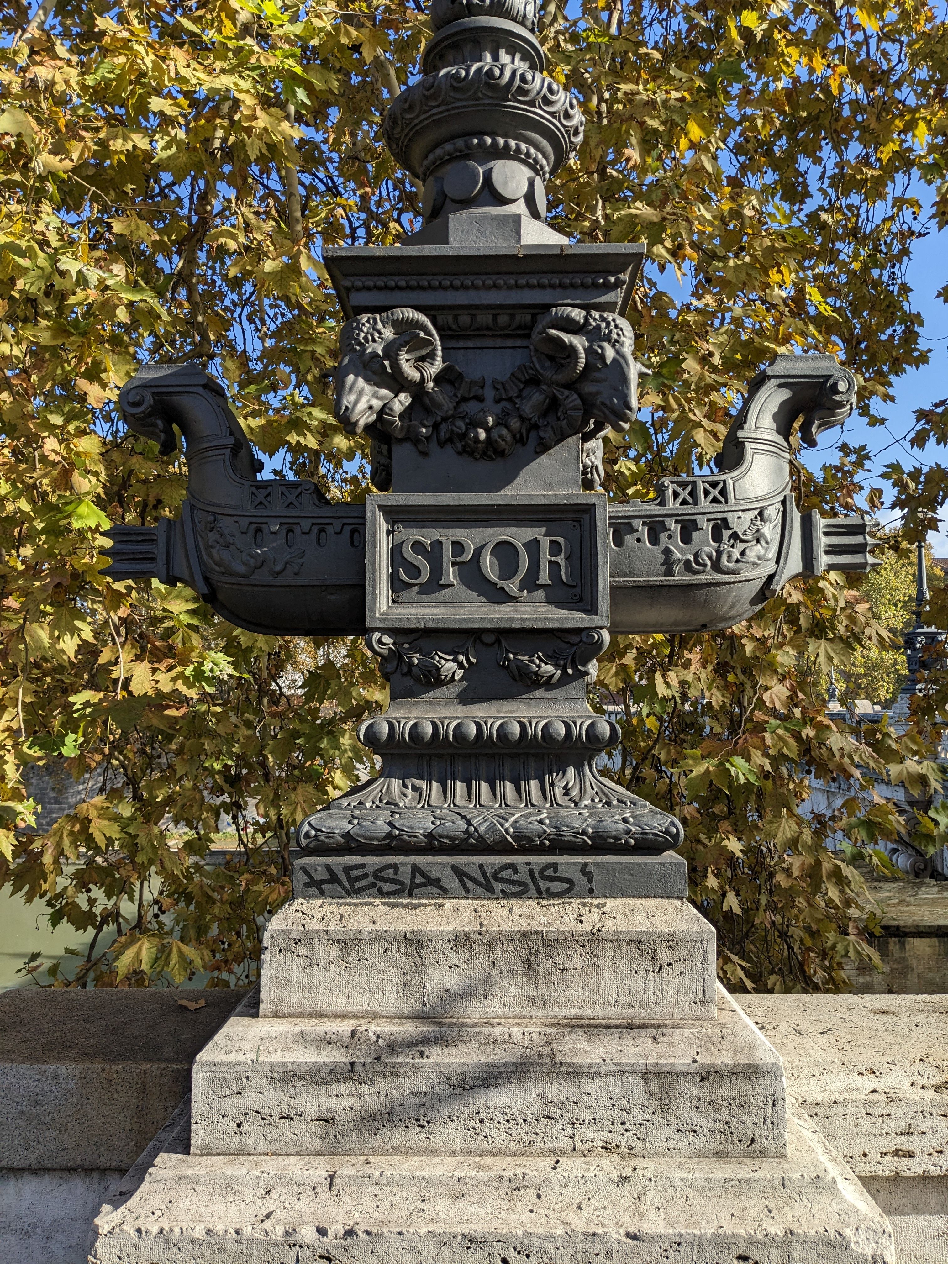 Ornate Roman Lamp Post with SPQR Inscription · Free Stock Photo
