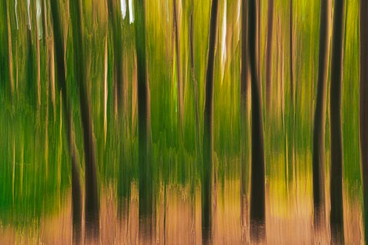 An abstract artistic image of a forest with blurred vertical lines in Chapadmalal, Argentina.