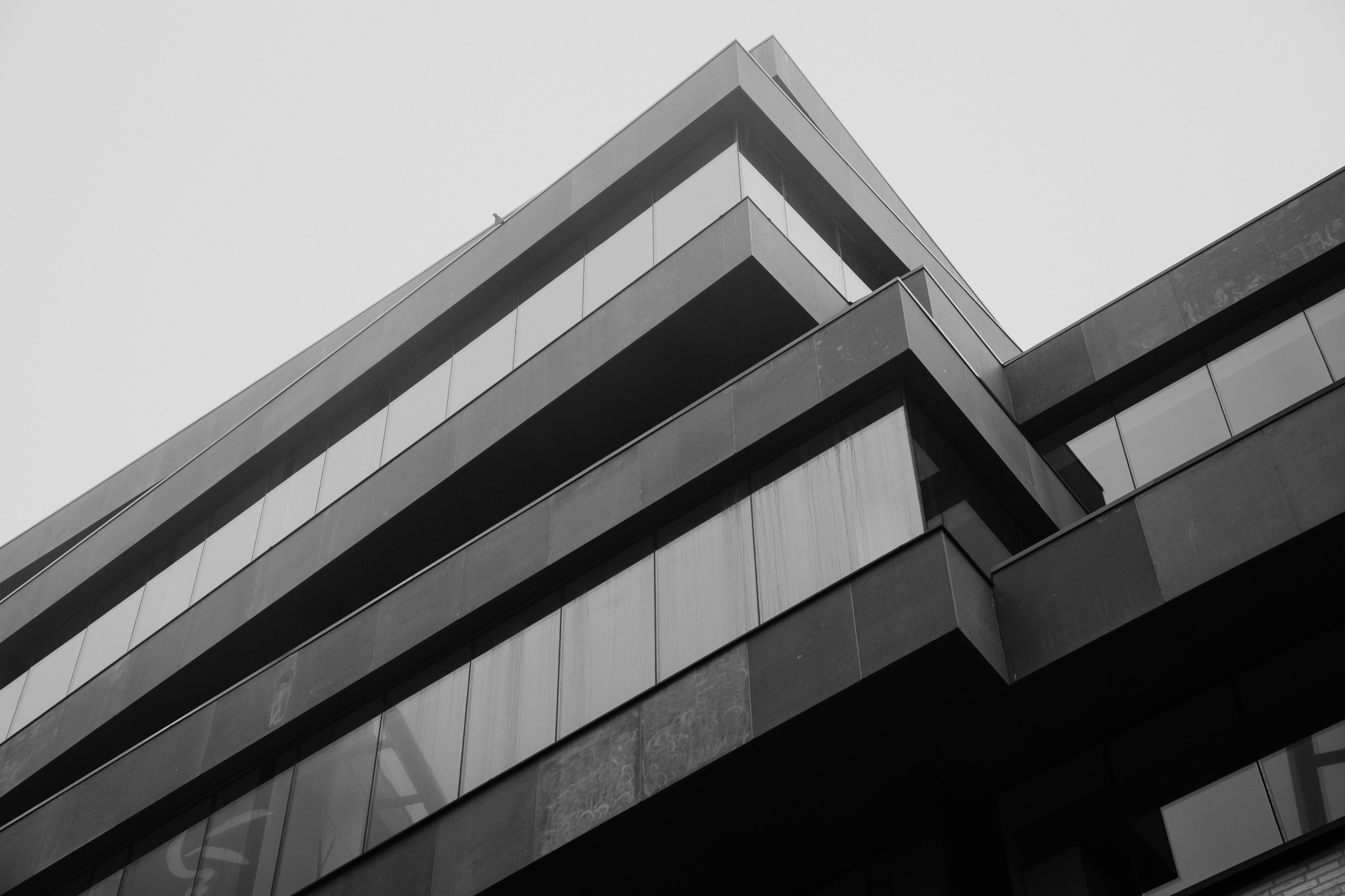 Gratis Foto in bianco e nero della facciata di un edificio architettonico moderno a Hasselt, in Belgio. Foto a disposizione