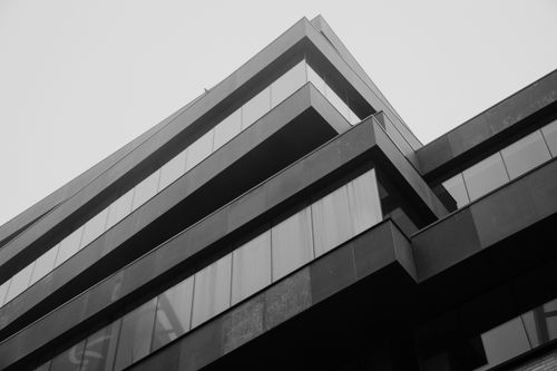 Free Black and white photo of a modern architectural building facade in Hasselt, Belgium. Stock Photo