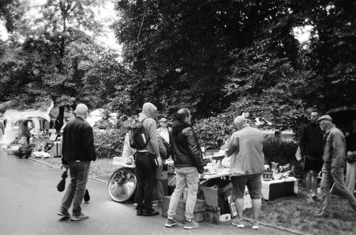Free Monochrome image of people at a flea market in Nancy, France. Stock Photo