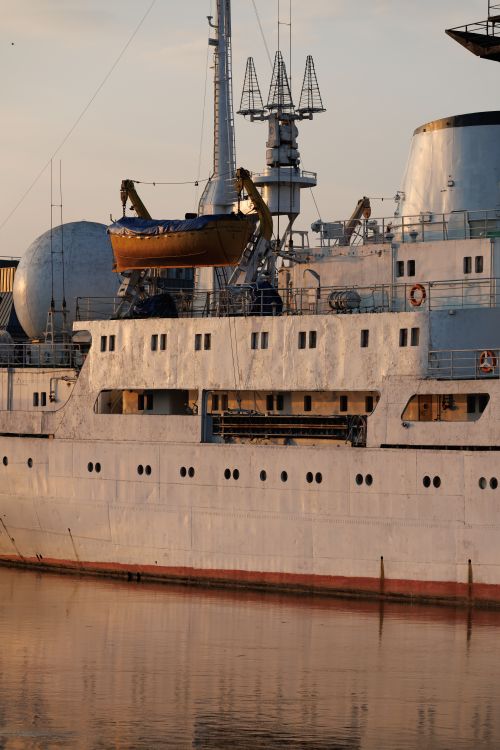 Free A large ship docked in Kaliningrad, Russia, captured during sunset. Stock Photo