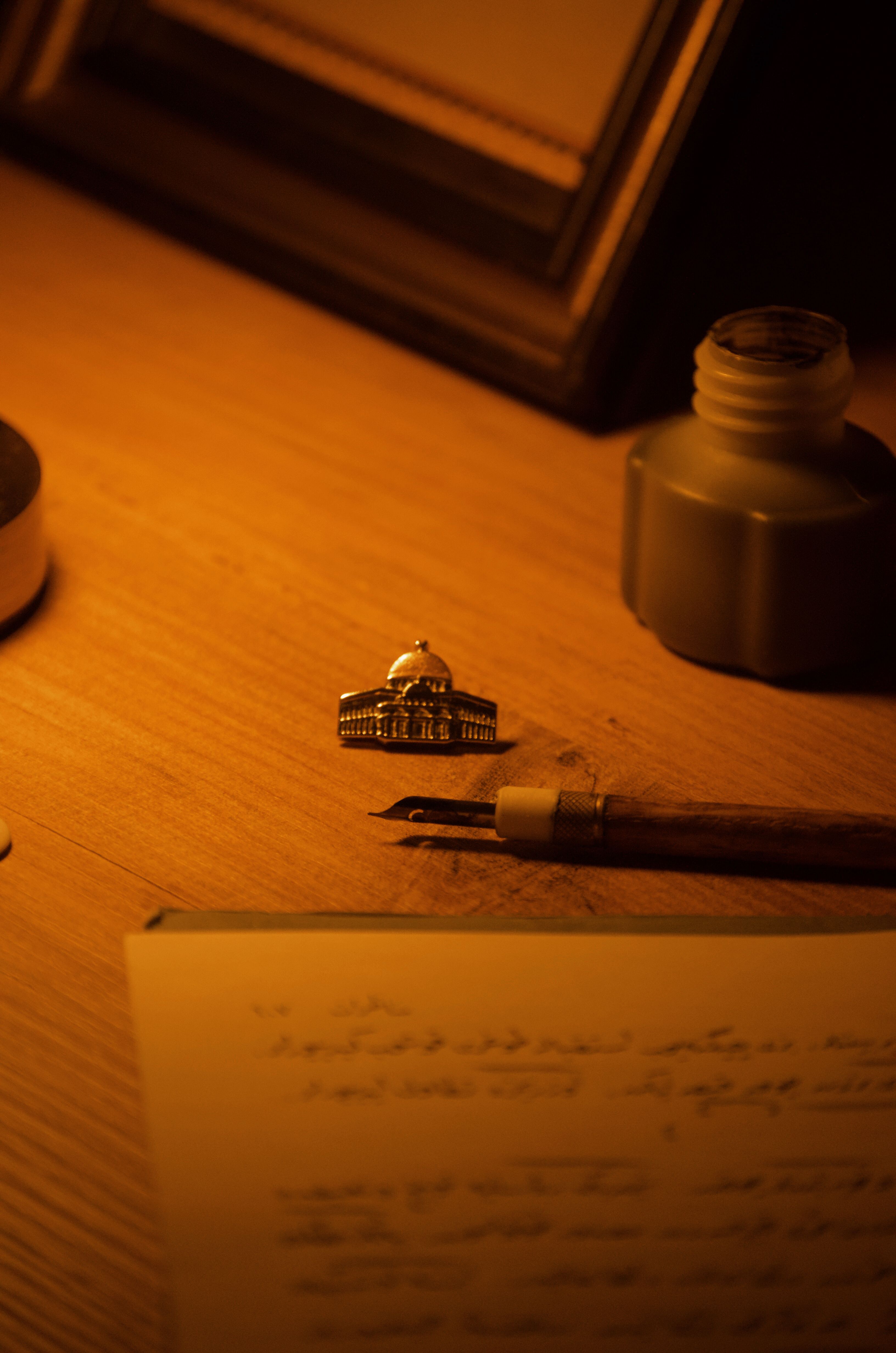 Vintage Writing Desk with Ink Pen and Papers · Free Stock Photo