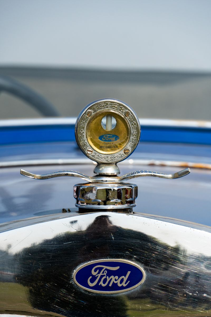 Vintage Ford radiator cap close-up