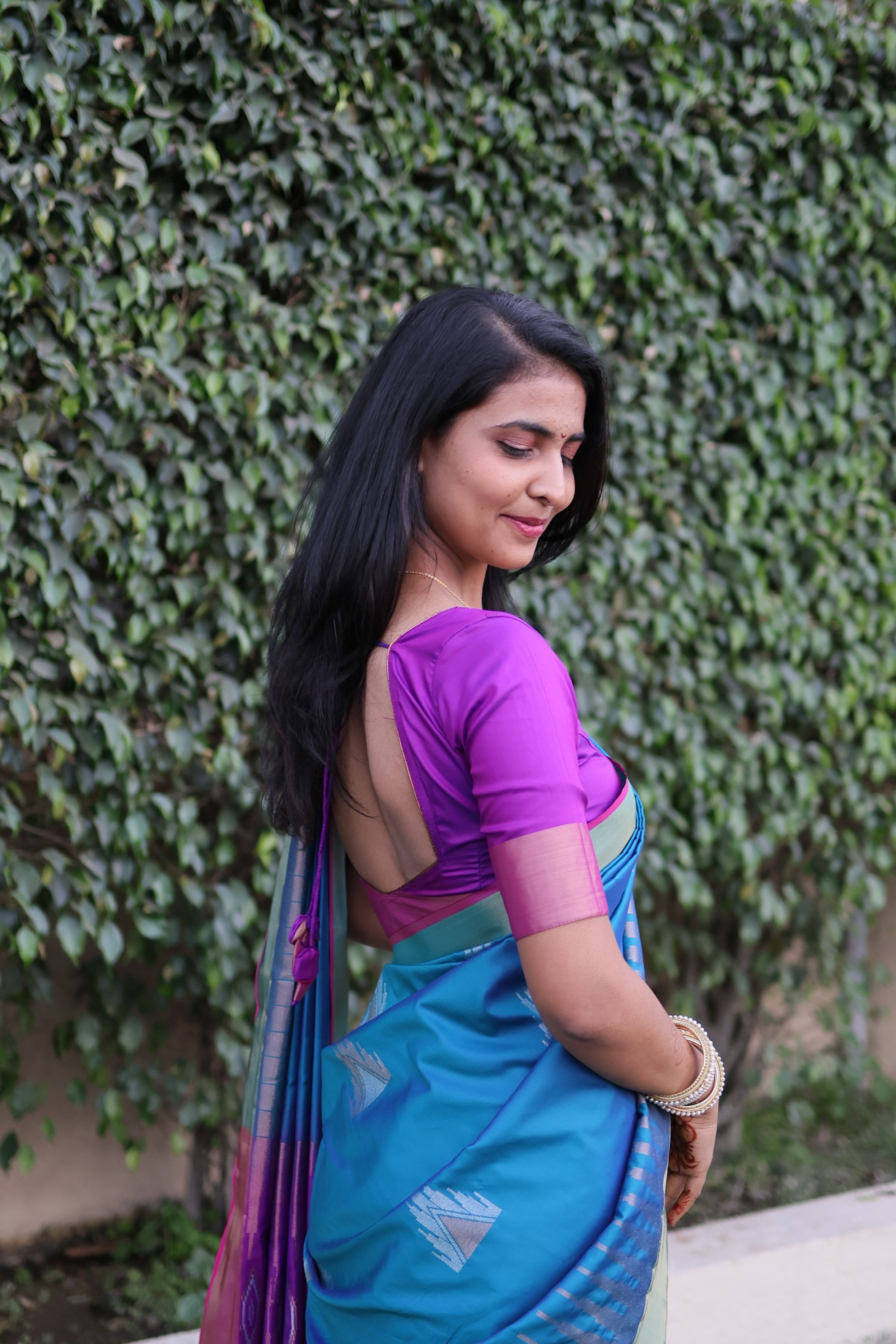 Elegant Woman in Traditional Indian Saree Outdoors · Free Stock Photo