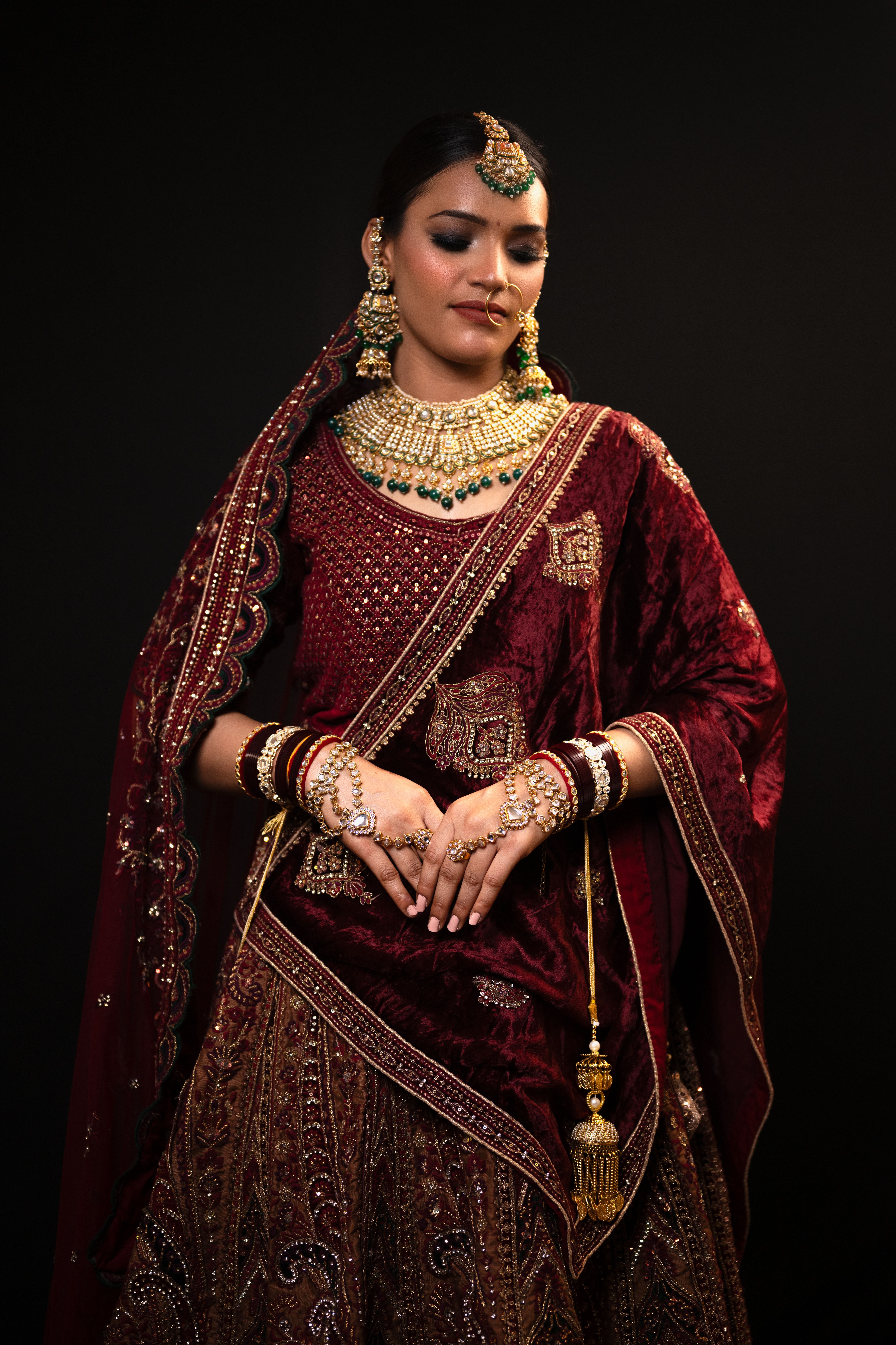 Royal Red Velvet Bridal Lehenga - Askaran Binjraj Dhekiajuli