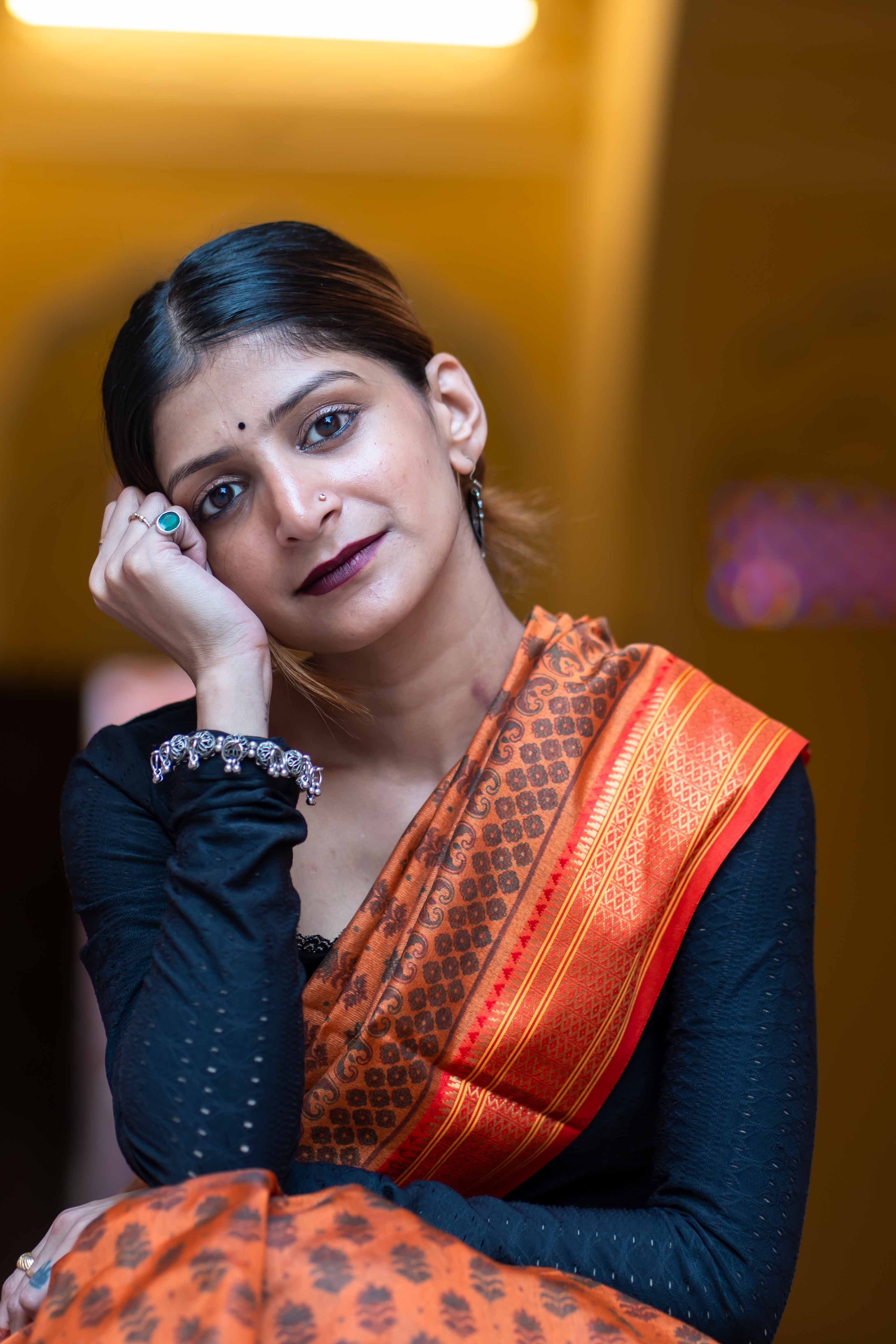 Portrait of Woman in Traditional Saree · Free Stock Photo