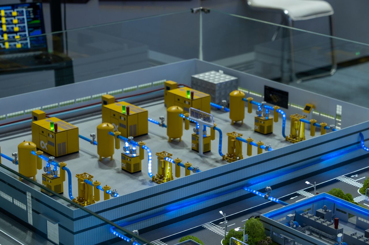 detailed industrial model display showcasing machinery and systems ind
