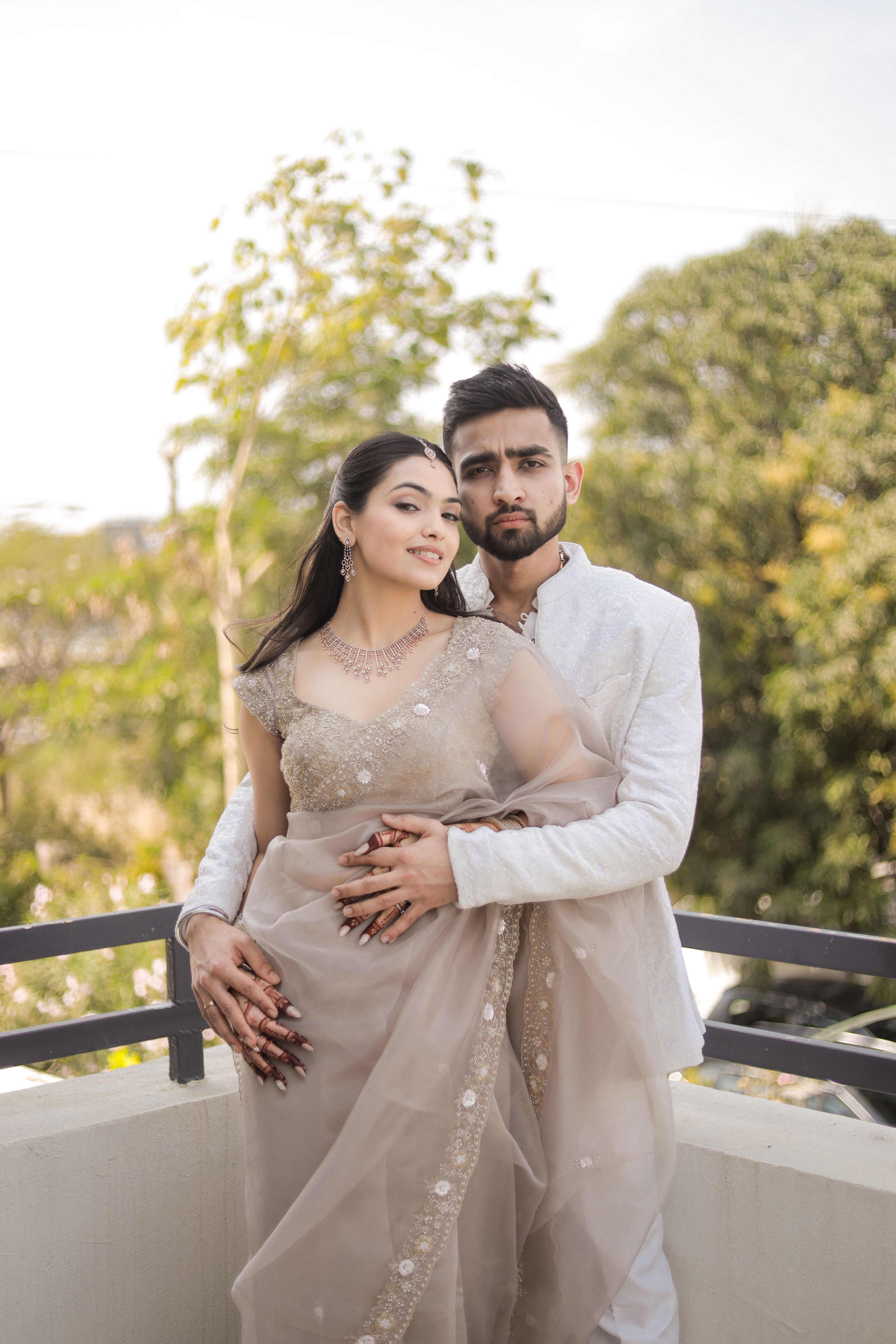 Elegant Indian Couple in Wedding Attire Outdoors · Free Stock Photo
