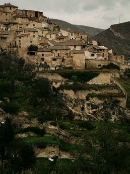 Charming medieval architecture of Bocairente village nestled in the hills of Valencia, Spain.