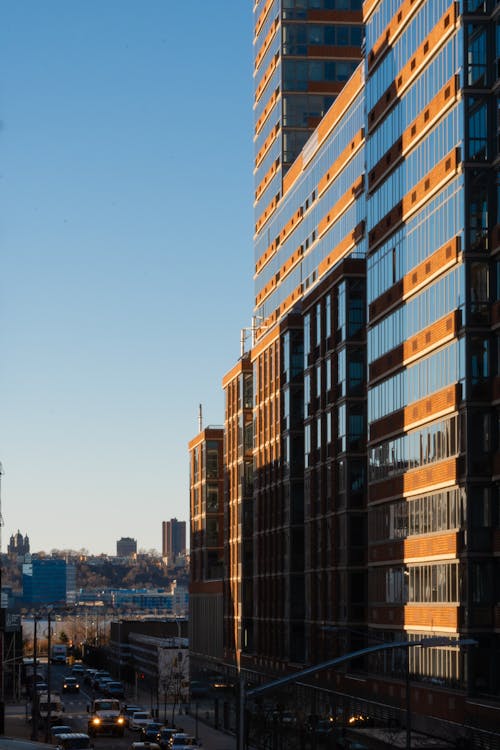 Fotobanka s bezplatnými fotkami na tému mesto New York, mrakodrapy, západ slnka