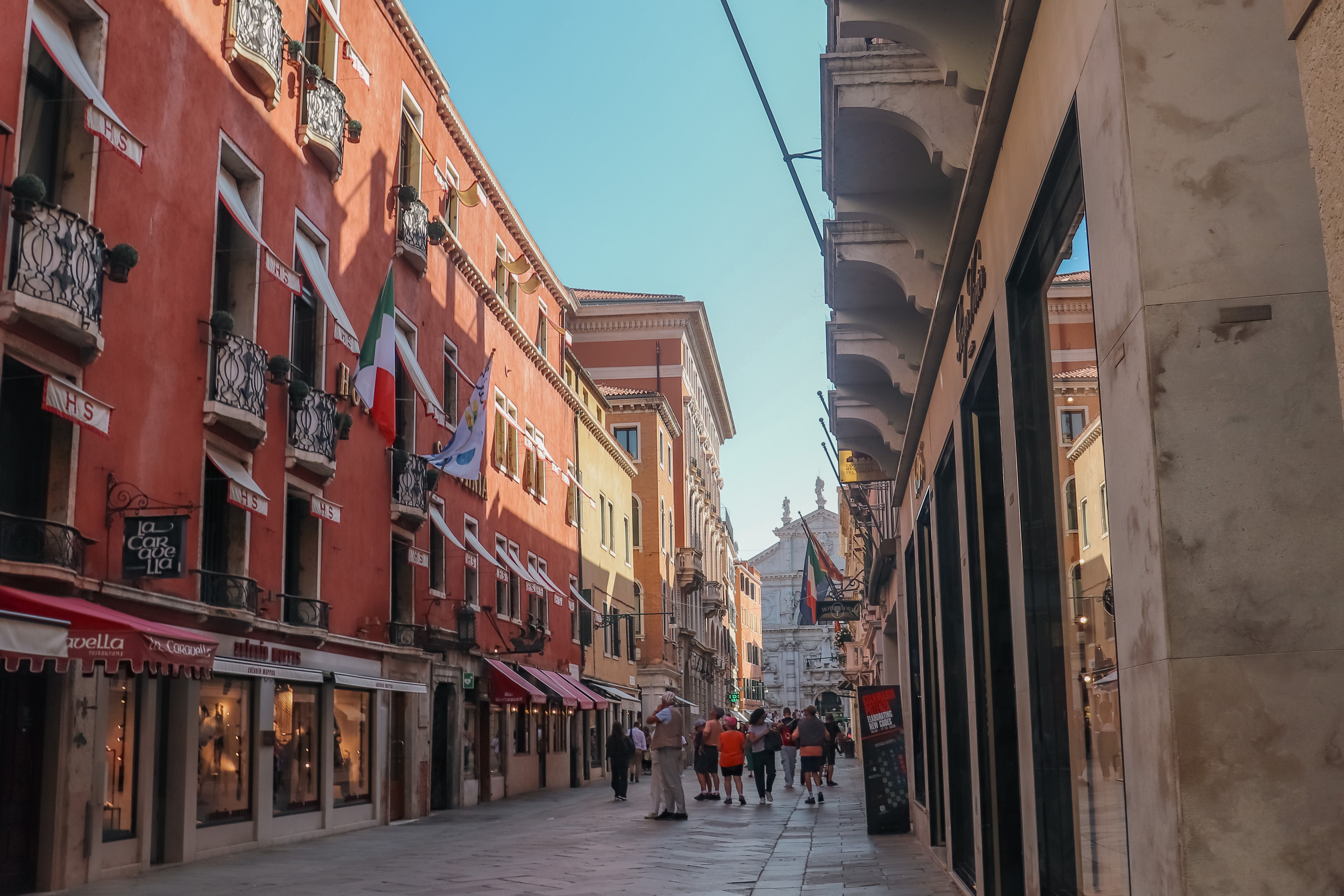 Walking in historic Italian street