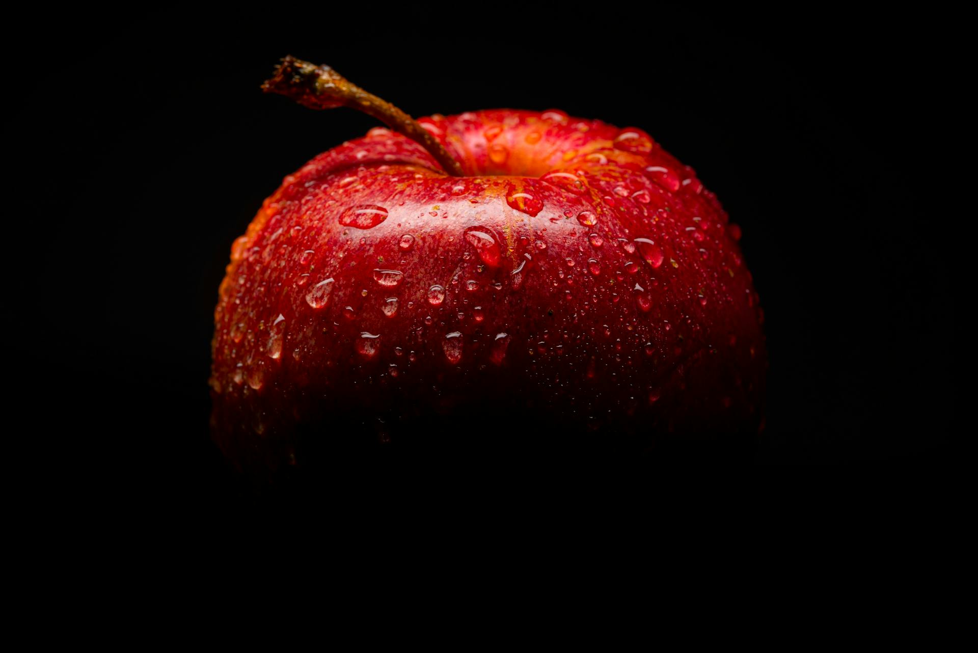 Red Apple Fruit With Black Background