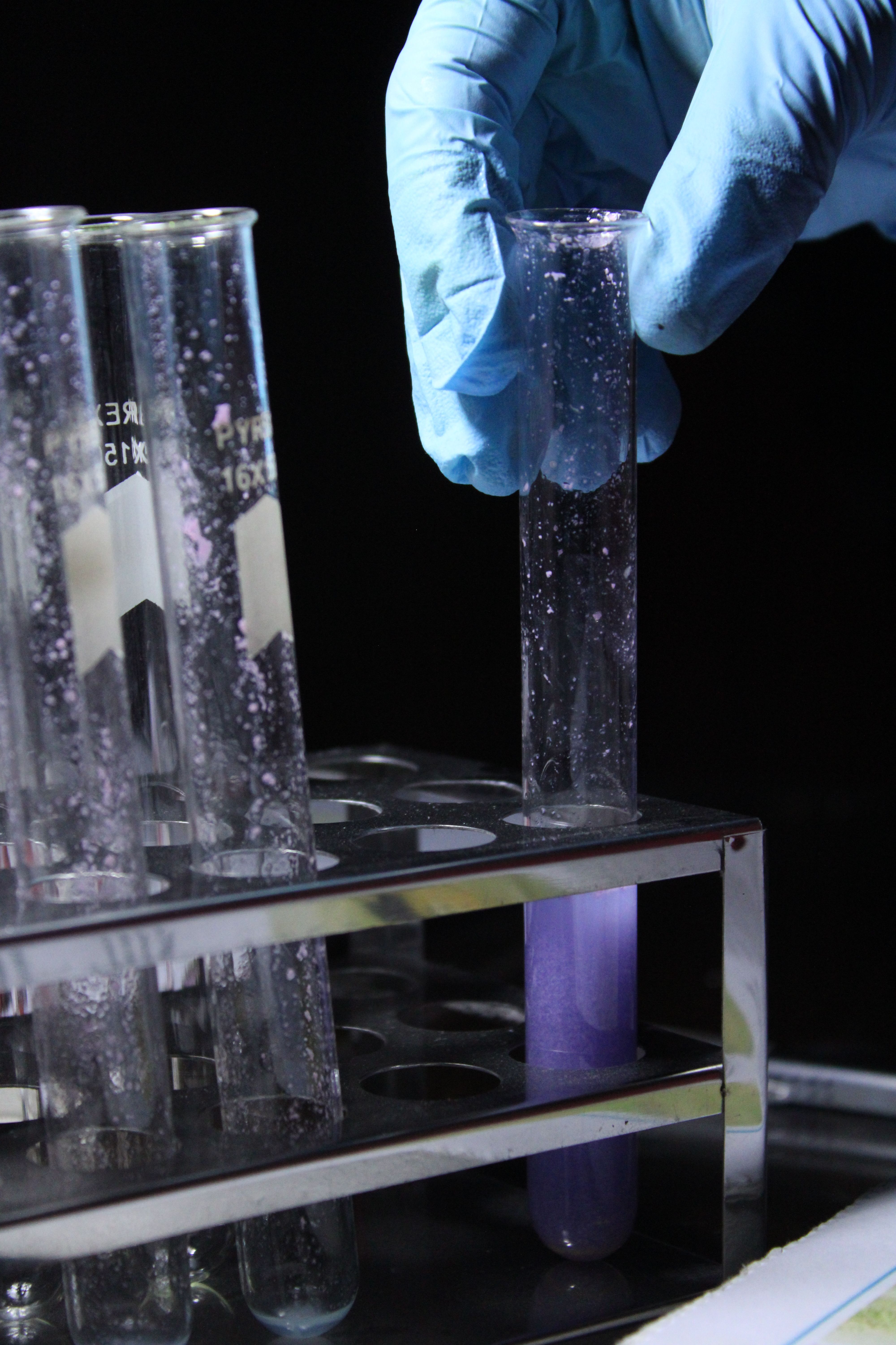 Close-Up of Test Tubes with Laboratory Experiment · Free Stock Photo
