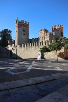 Ancient castle in El Puerto de Santa María, showcasing Andalucían architectural heritage under a clear blue sky.