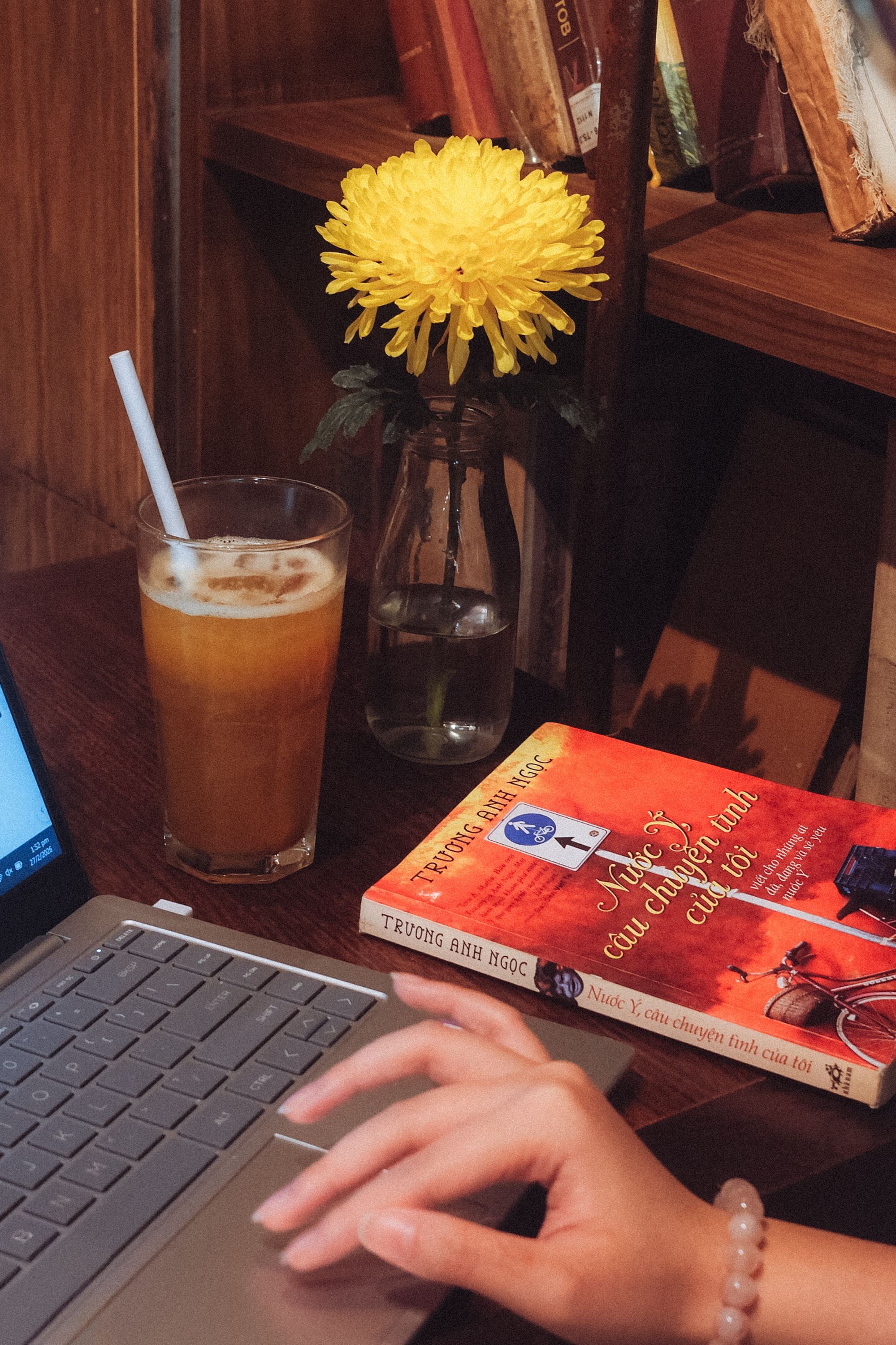 Cozy Workspace with Coffee and Literature