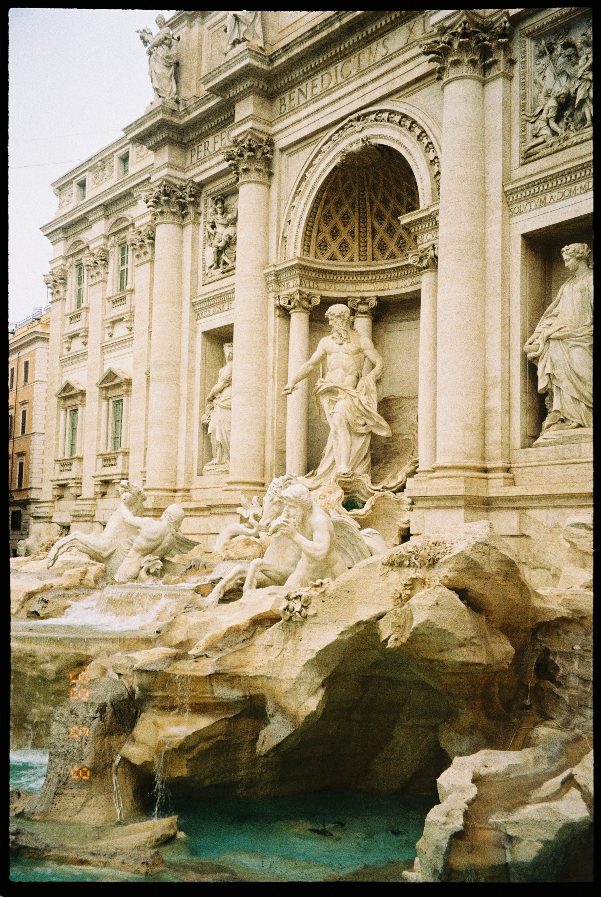 Beautiful view of the iconic Trevi Fountain in Rome, Italy, an exemplary piece of Baroque art.