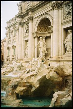 Beautiful view of the iconic Trevi Fountain in Rome, Italy, an exemplary piece of Baroque art.