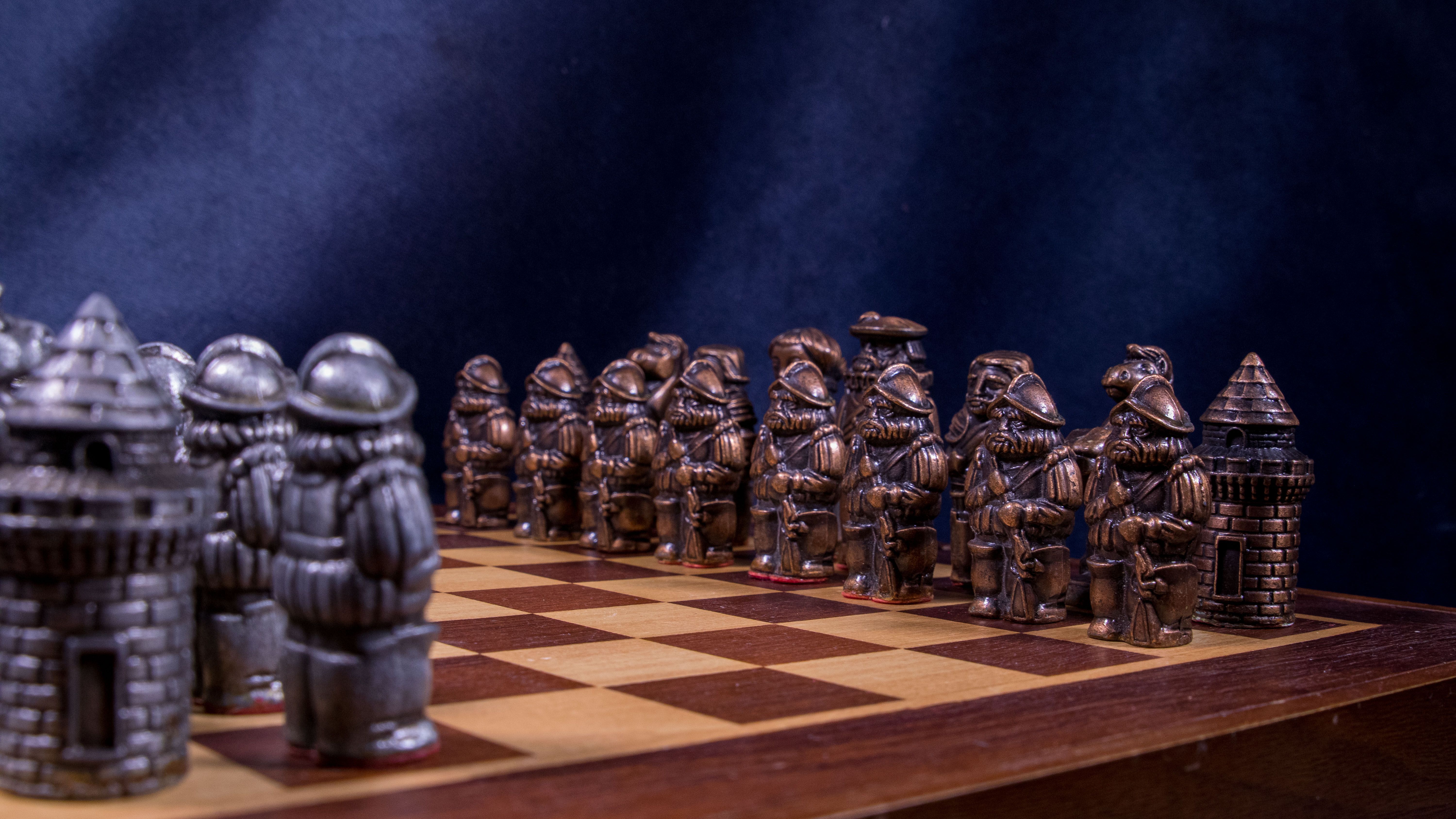 Medieval Chess Set with Detailed Pieces on Board · Free Stock Photo