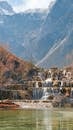 Scenic Waterfall in Lijiang, China Mountains
