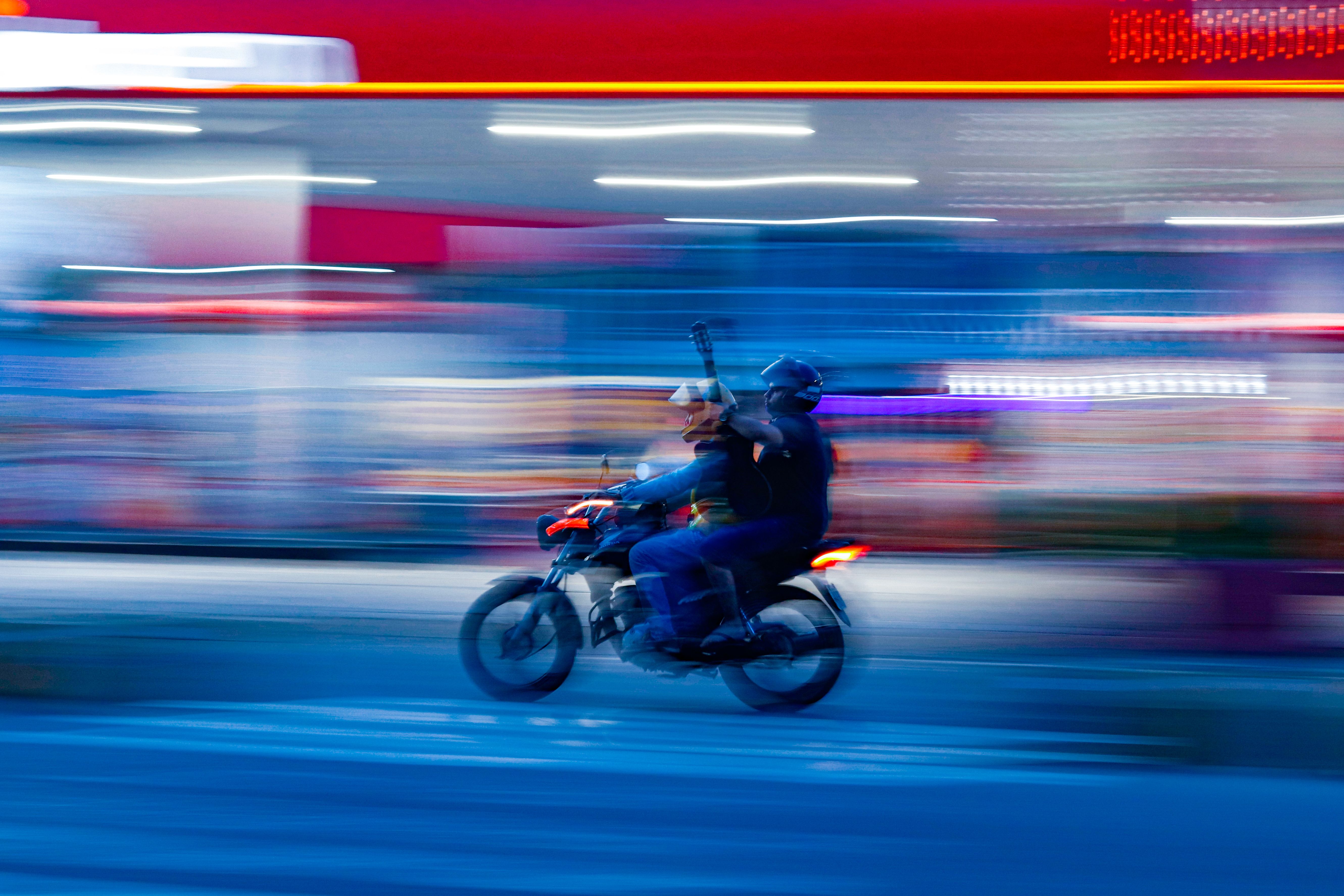 Motion Blur of Motorcyclists at Night in Parintins · Free Stock Photo
