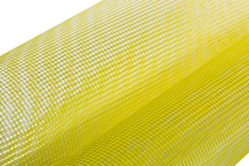 Free High-resolution image of a vibrant yellow mesh fabric roll, ideal for textiles or industrial applications. Stock Photo