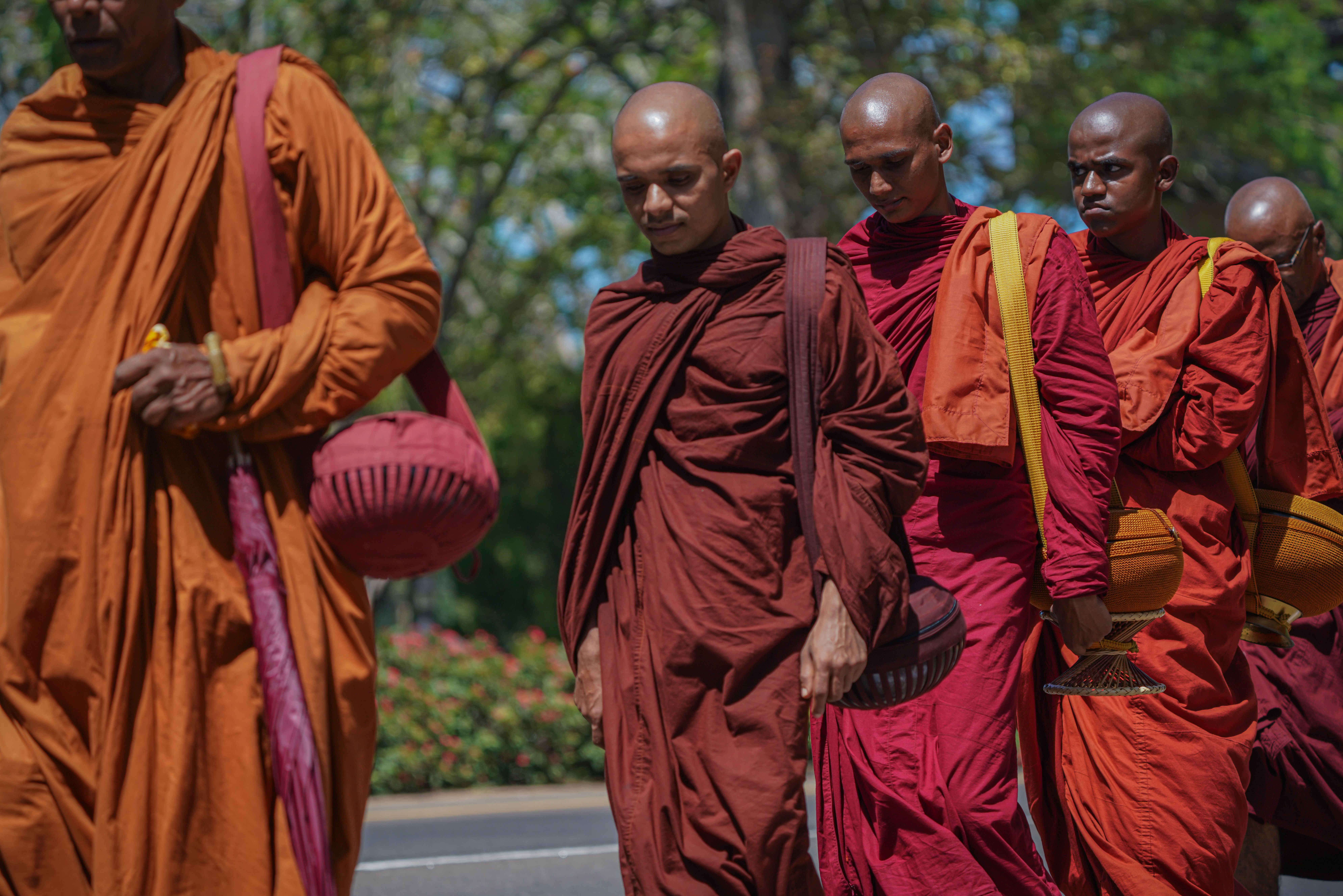Buddhist Monks in Orange Robes on Pilgrimage · Free Stock Photo