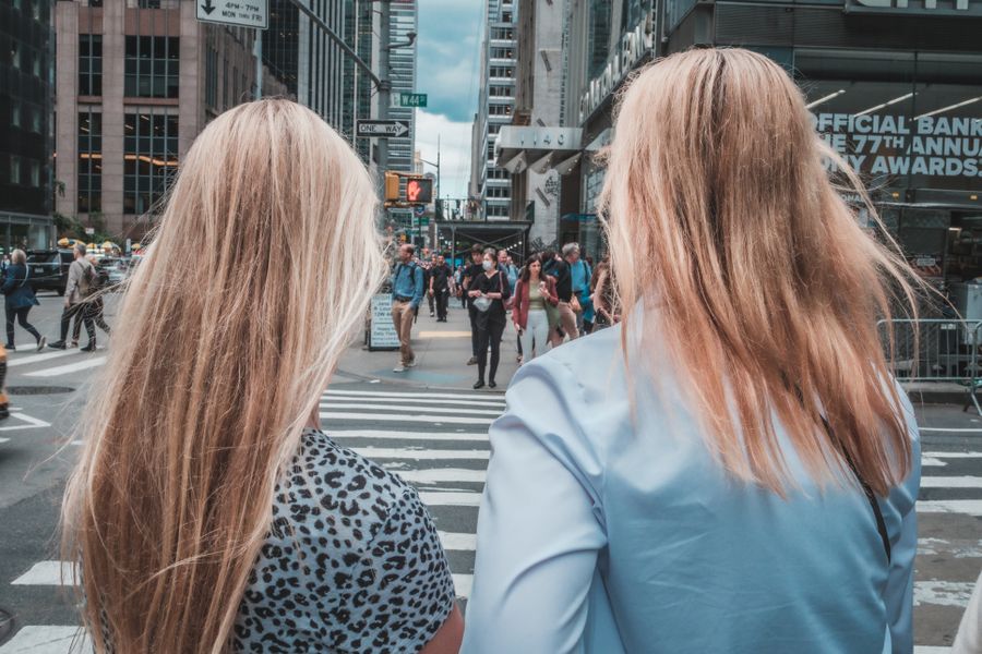 American girls walking city