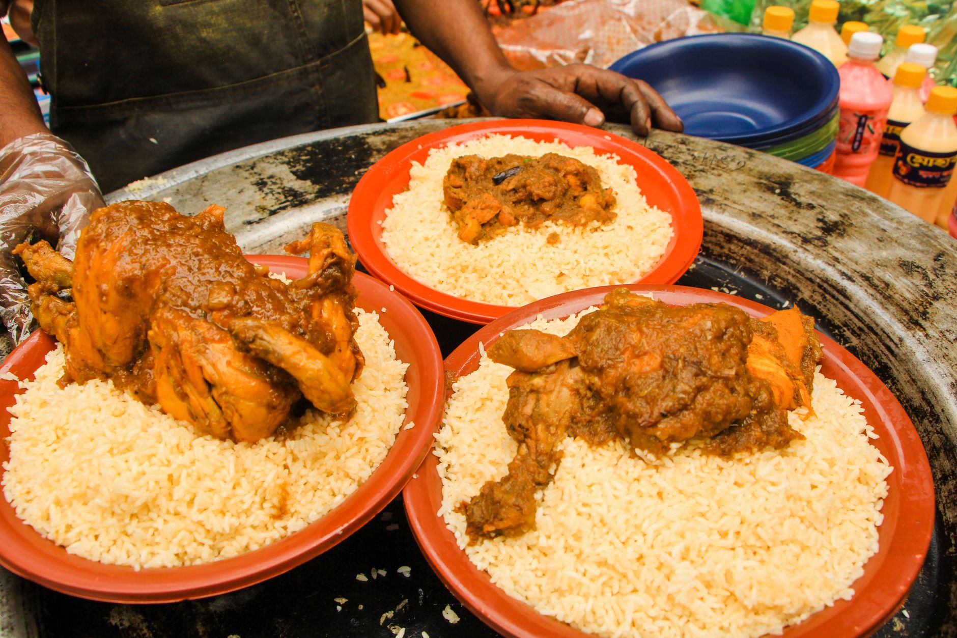 A feast of West African Jollof Rice and fried plantains