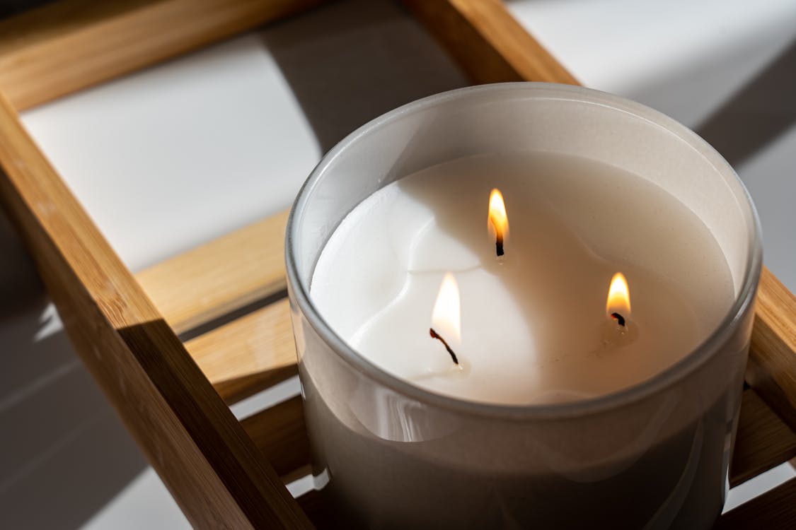 Free White Candle in Glass Holder Stock Photo