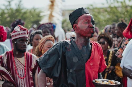Free Vibrant community gathering showcasing colorful attire and cultural expression. Stock Photo
