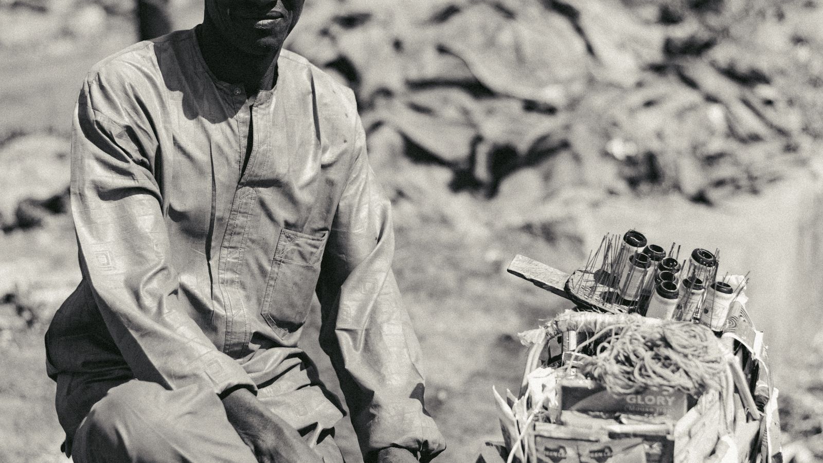 Portrait of a merchant in jos nigeria, Benin