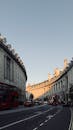 Iconic London Street with Classic Red Buses