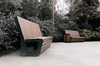 Modern Wooden Benches in Baku Park Setting
