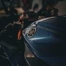 Close-up of a Blue Motorcycle Tank Emblem