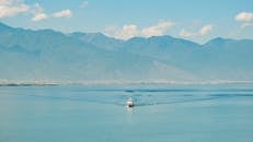 Scenic View of Erhai Lake and Mountains in Dali