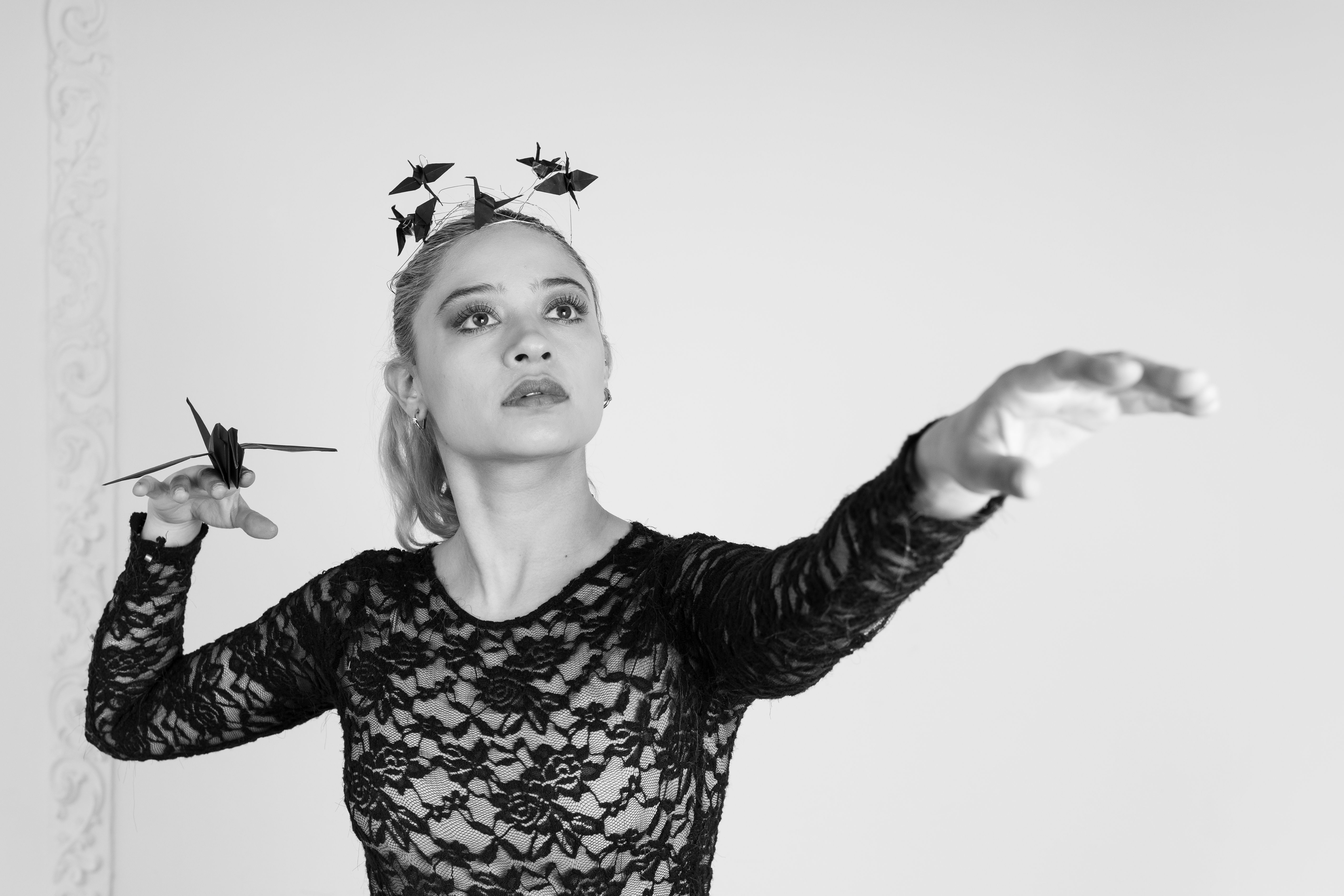 Elegant Origami Dance in Black Lace · Free Stock Photo