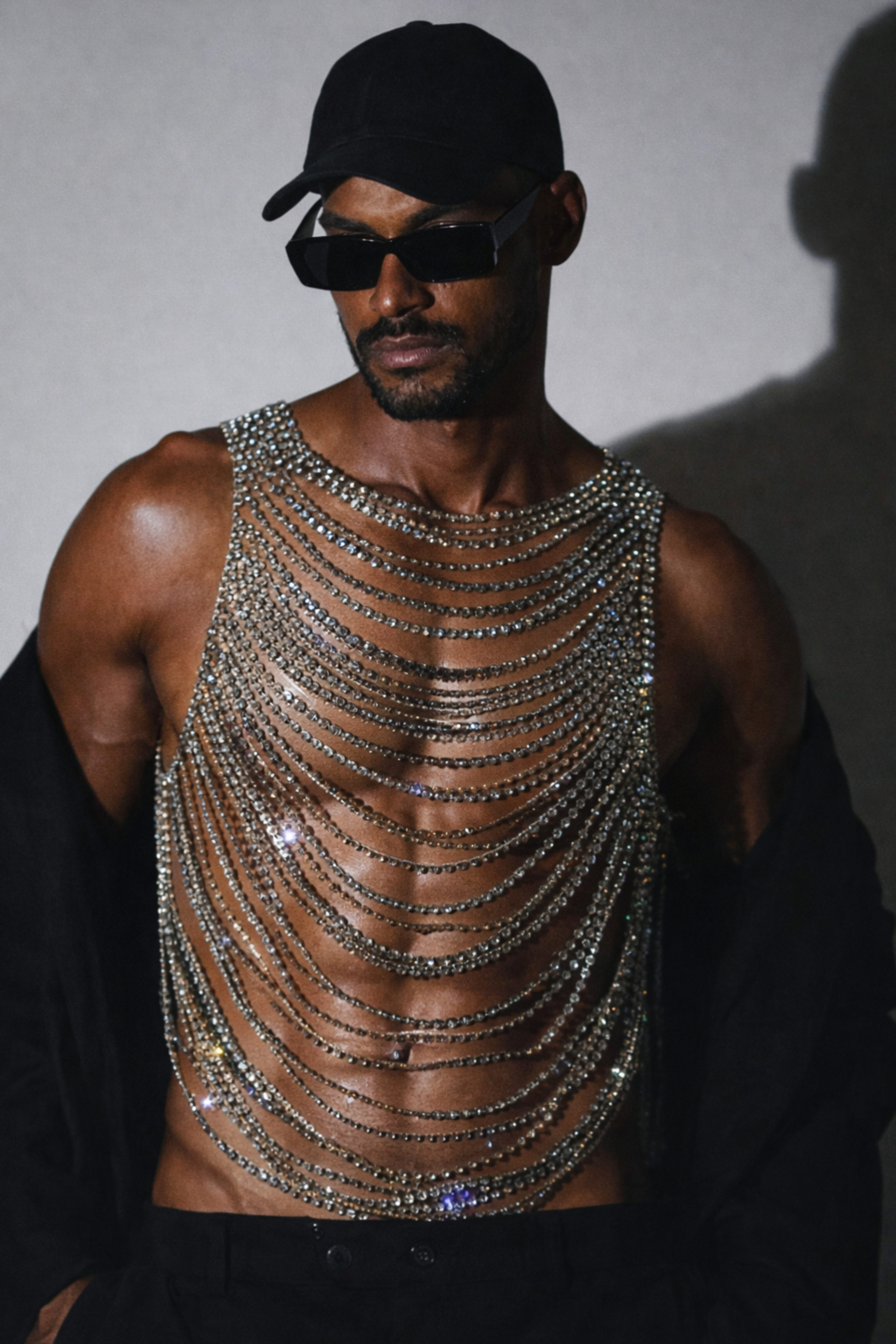 Stylish Male Model in Crystal Chain Top · Free Stock Photo
