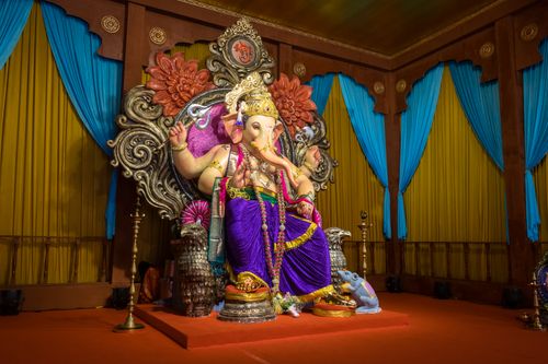 Free Colorful Ganesh idol during Ganesh Chaturthi festival in Mumbai, India. Stock Photo