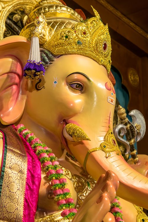 Free Colorful idol of Lord Ganesha during Ganesh Chaturthi festival in Mumbai, India, showcasing traditional artistry. Stock Photo