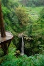 Serene Tropical Waterfall View with Treehouse