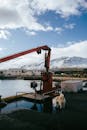 Scenic View of Árskógssandur Harbor with Mountains