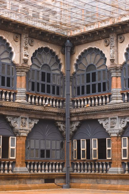 Detailed view of Mysuru Palace's intricate facade showcasing rich architectural design in India.