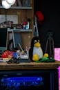 Creative Workspace with Tux Mascot Penguin