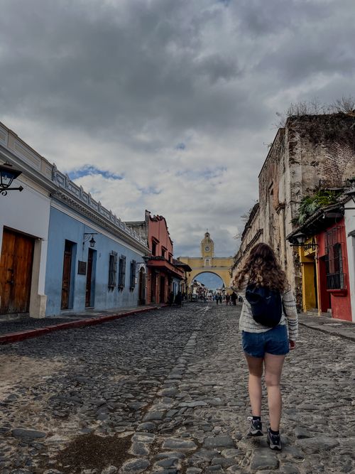 Free Explore the cobblestone streets and iconic Santa Catalina Arch in Antigua, Guatemala. Stock Photo