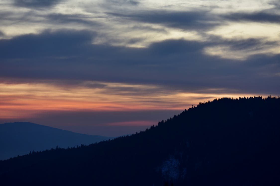 Silhouette of Mountain during Sunset